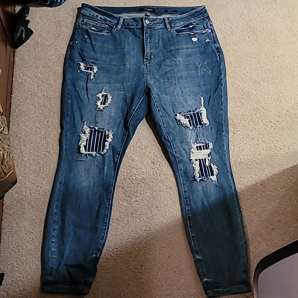 Judy Blue Skinny fit blue pinstripe jeans